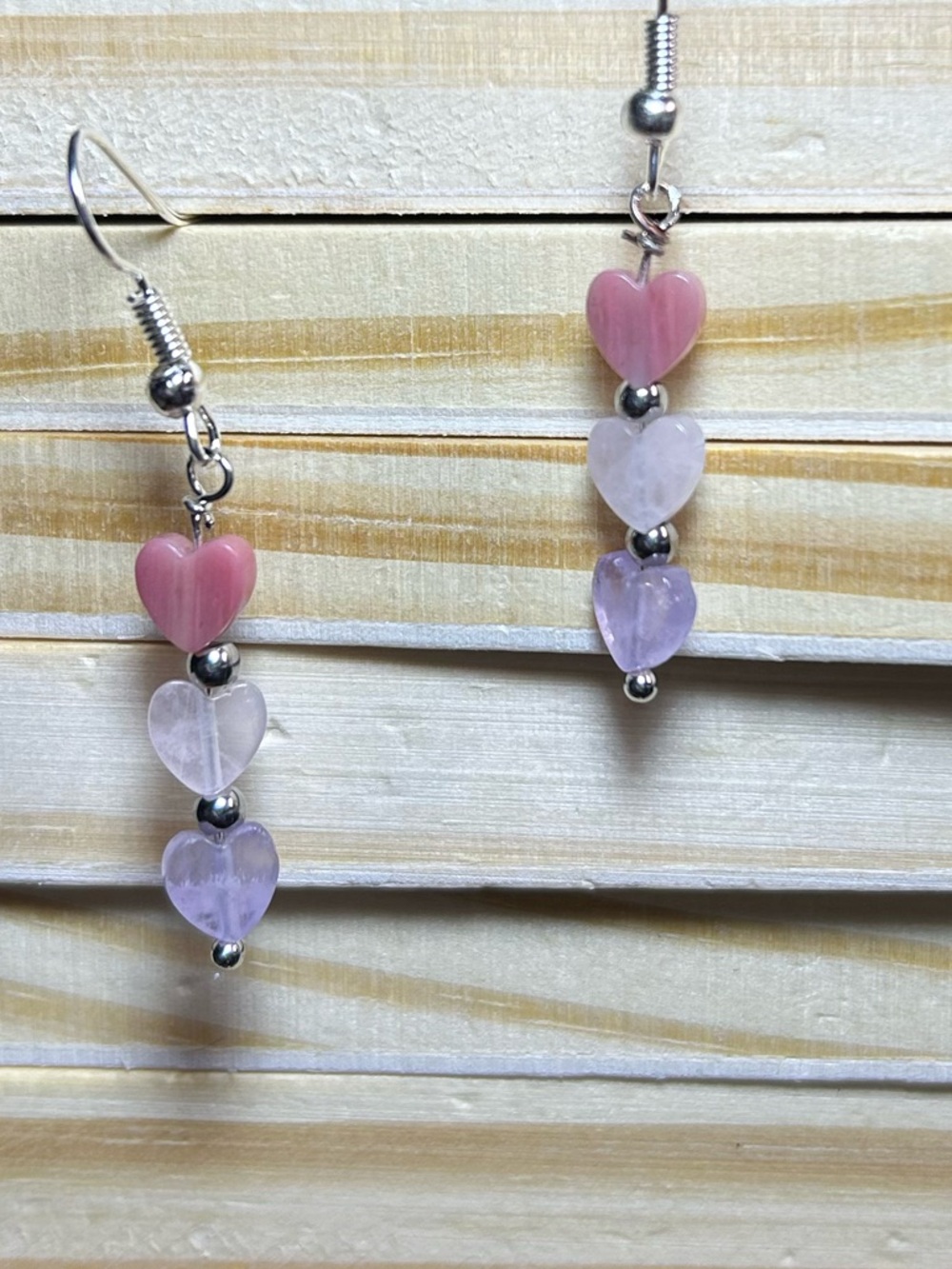 3/$25 Heart Gemstone Drop Earrings - Picture 7 of 7